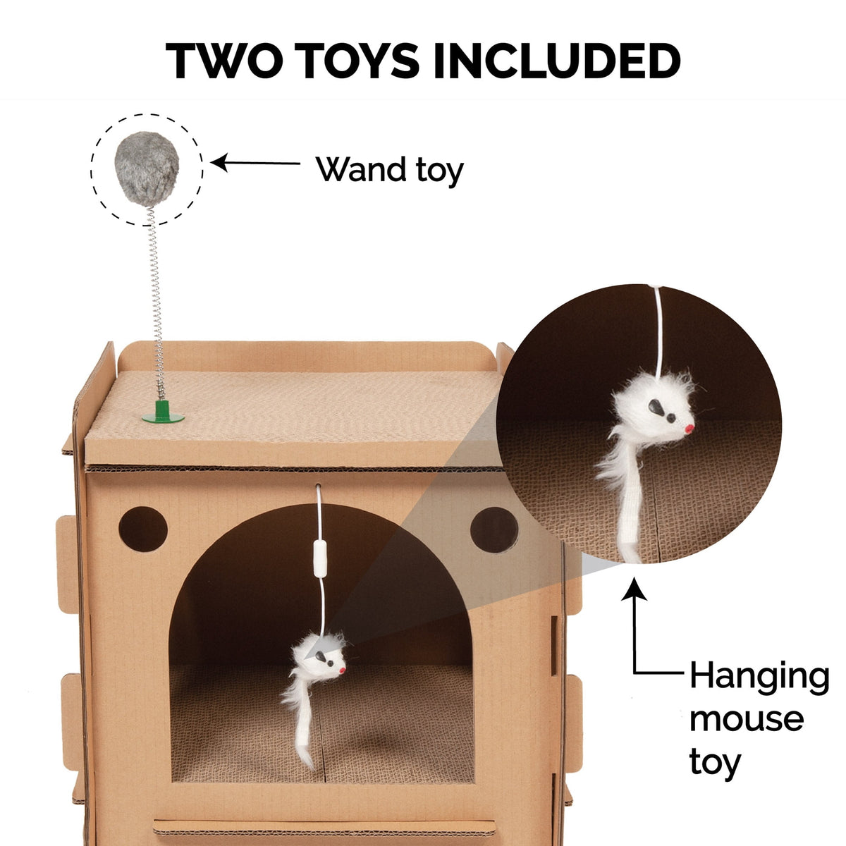 Furhaven Townhouse Multi-Level Cat Scratcher Hideout w/ Catnip - Cardboard Brown, One Size Townhouse Playground One Size Corrugated Scratcher