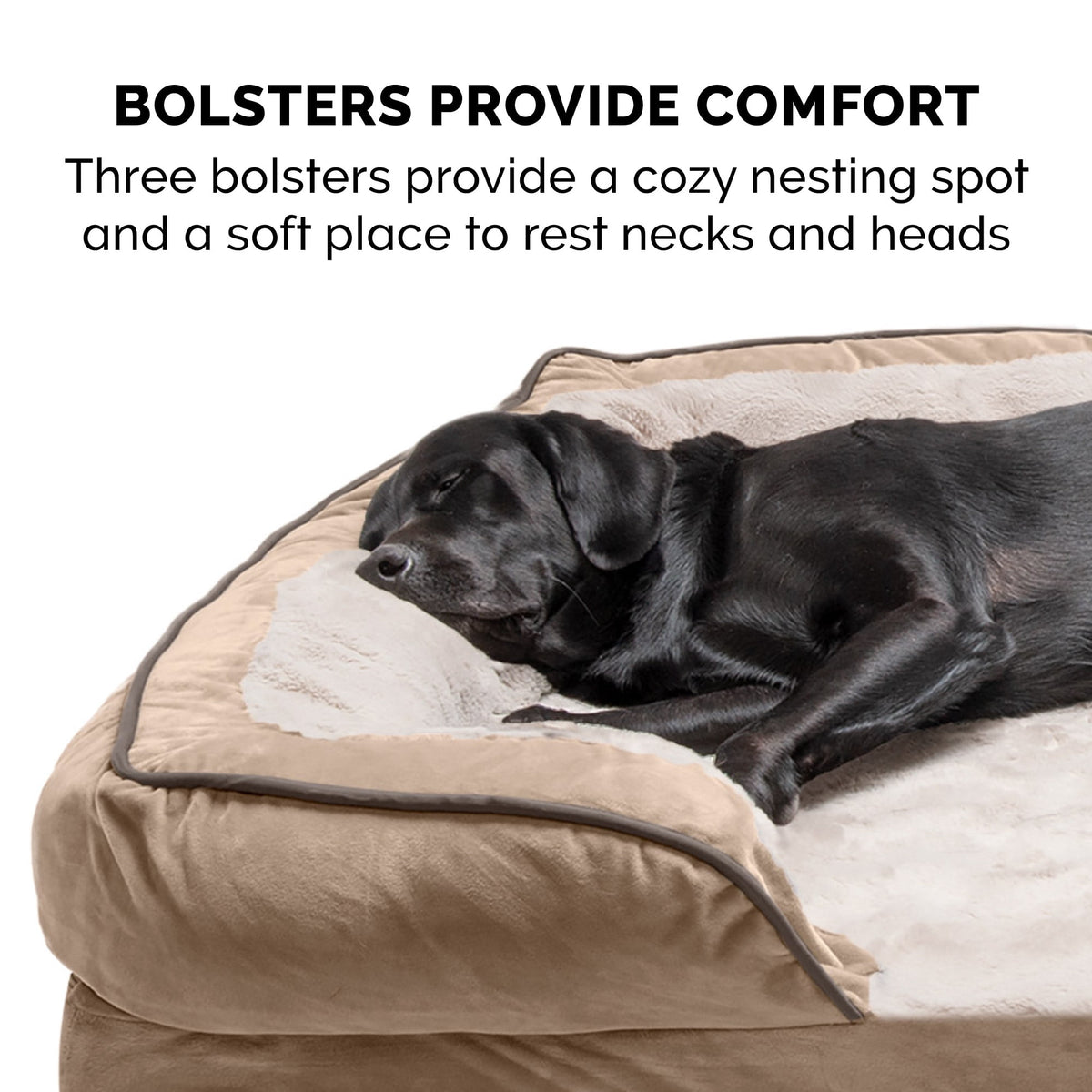 FurHaven Pet Products Velvet Waves Perfect Comfort Cooling Gel Top Sofa-Style Pet Bed for Dogs & Cats - Brownstone, Medium