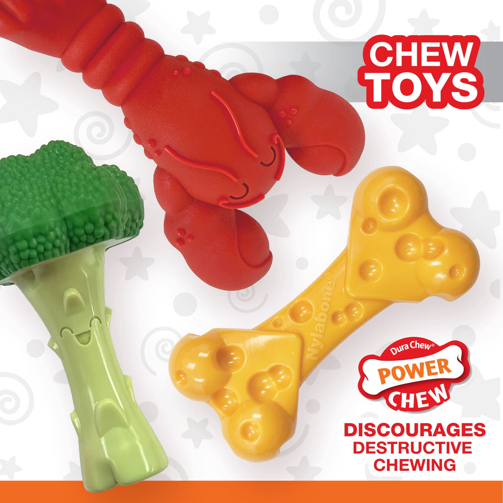 Nylabone Power Chew Toy Bundle, Cute Dog Toys for Aggressive Chewers, Filet Mignon, Cheese, and Bacon Flavors, Small Dogs - Up to 25 lbs, 3 Pack