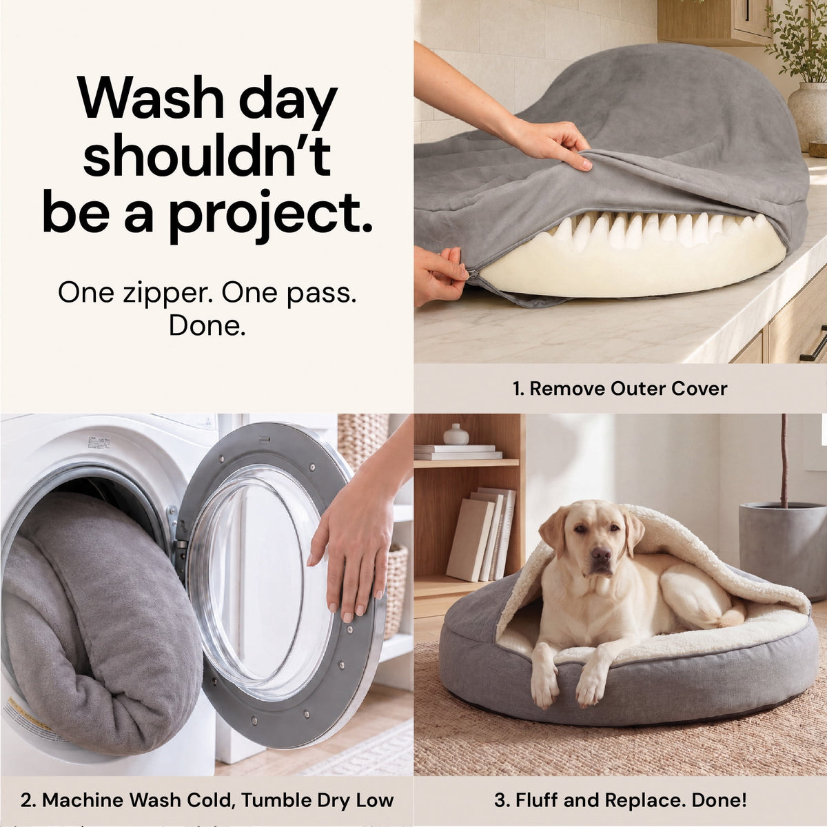 Furhaven 26" Round Orthopedic Dog Bed Sherpa & Suede Snuggery w/ Removable Washable Cover - Gray, 26-inch Faux Lambswool & Suede Gray 26 inch Snuggery (Orthopedic Foam)