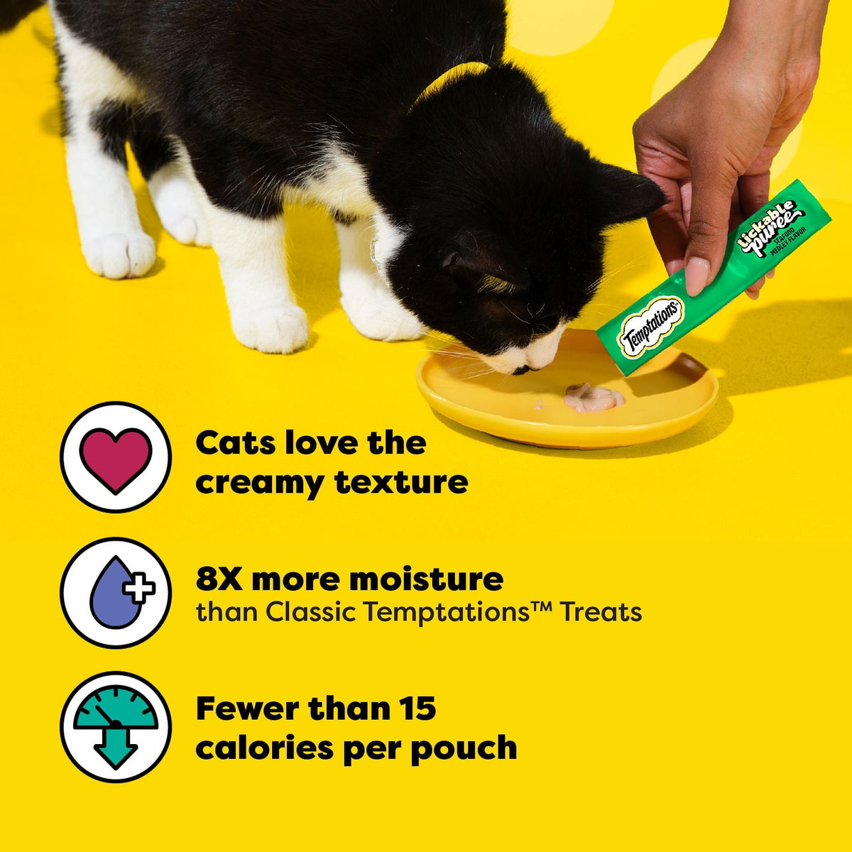 Temptations Creamy Puree Mixups Seafood Medley Flavor Treats for Cats, 6.7 oz Pouches (16 Pack)