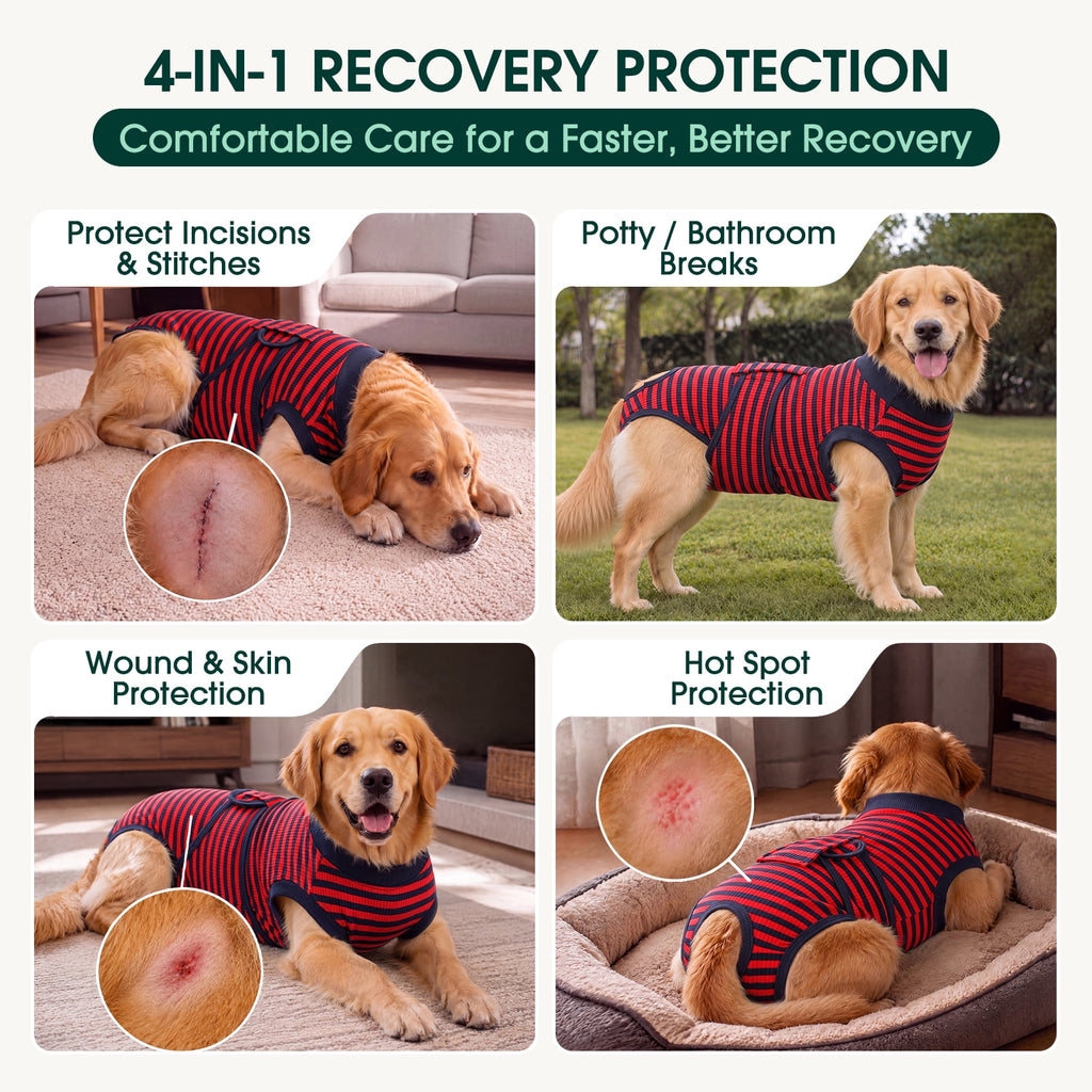 Kuoser Dog Surgical Recovery Suit Dog Cat Onesie after Surgery,Pink,L