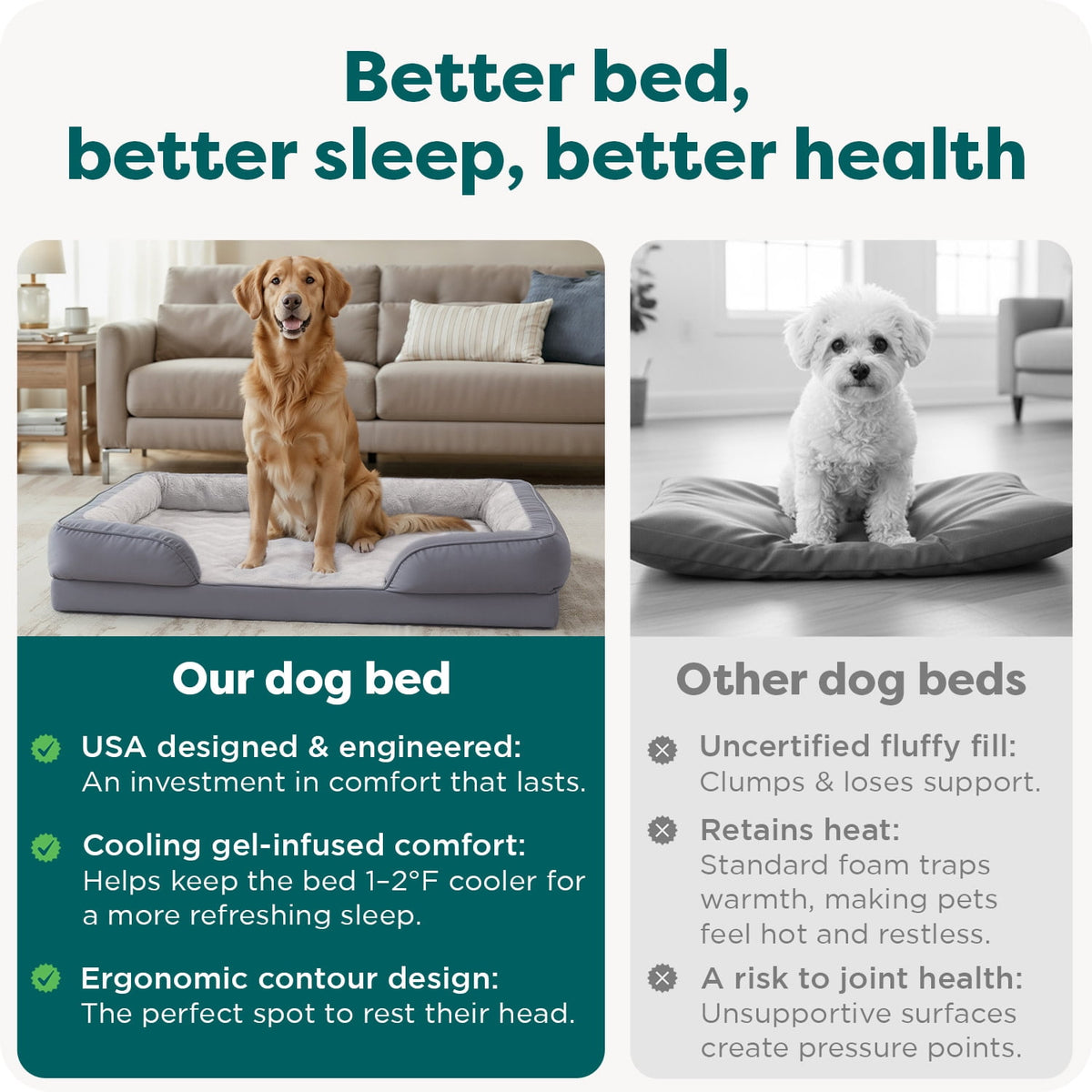 FurHaven Pet Products Velvet Waves Perfect Comfort Cooling Gel Top Sofa-Style Pet Bed for Dogs & Cats - Brownstone, Medium