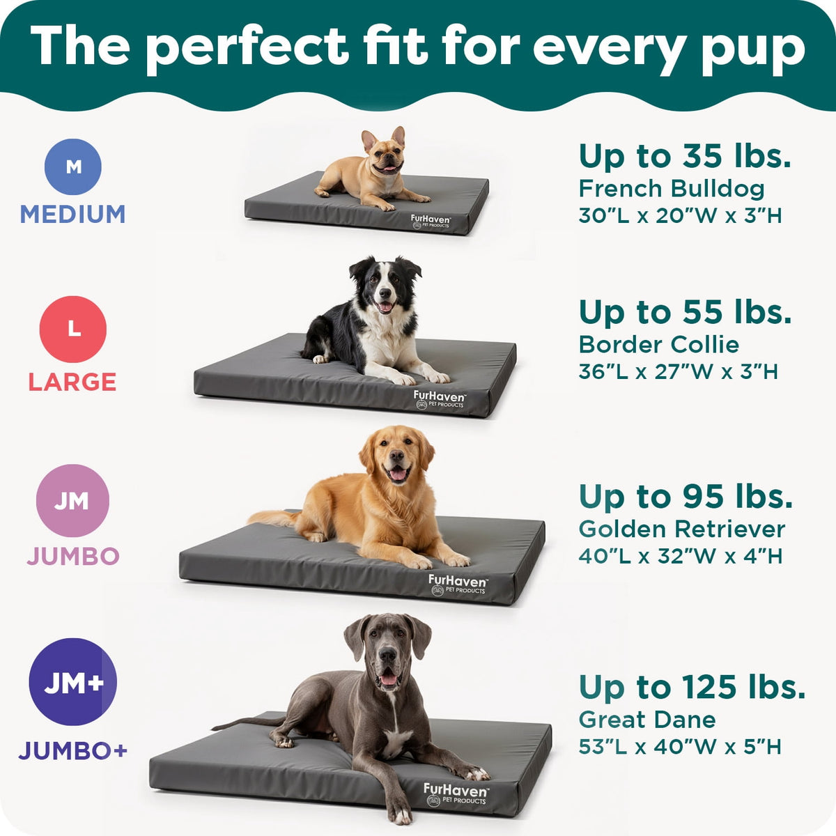 FurHaven Coated Oxford Indoor/Outdoor Deluxe Orthopedic Mattress Pet Bed, Stone Gray, Medium, 1 Count