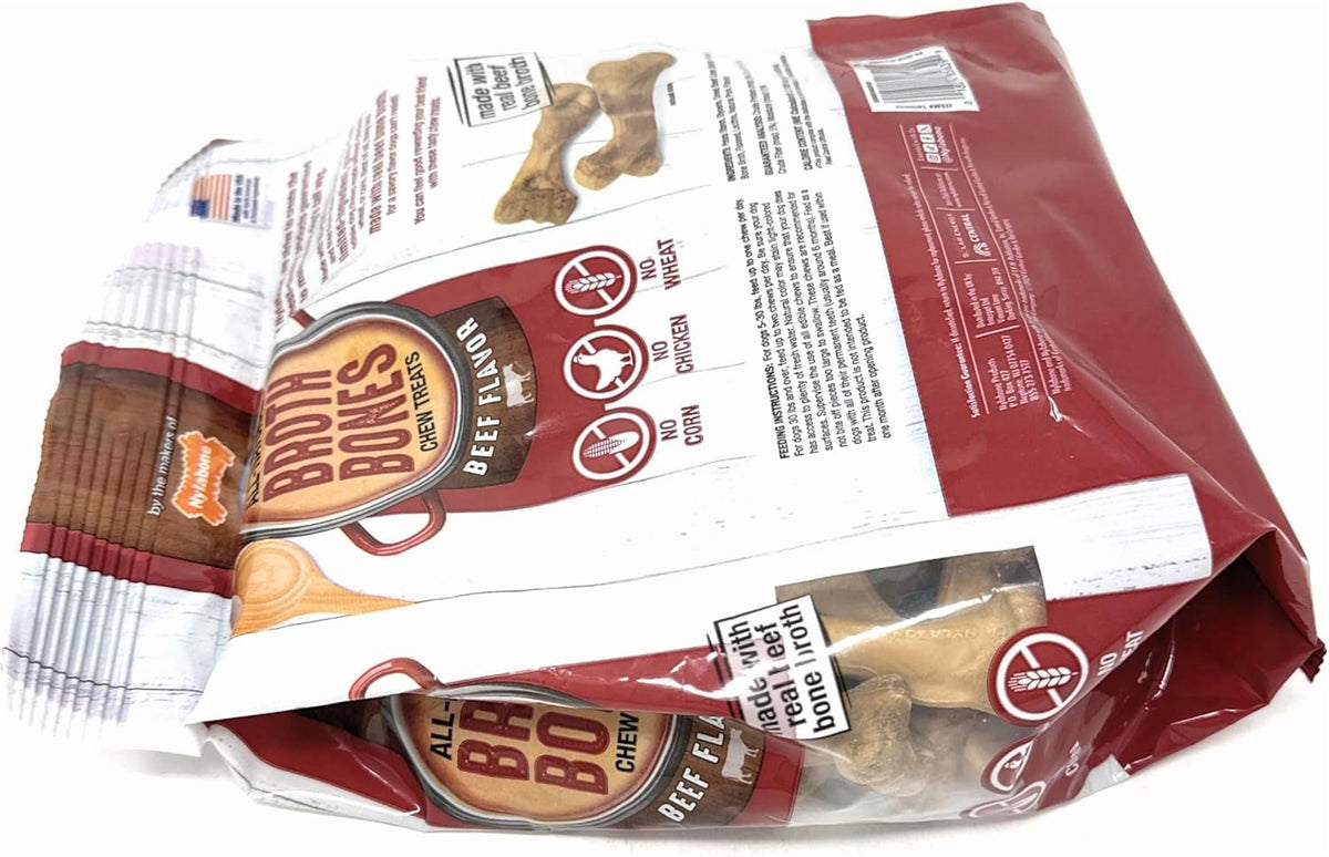 Nylabone Beef Broth Bones for Dogs, 60 Count, 2.6 Lbs