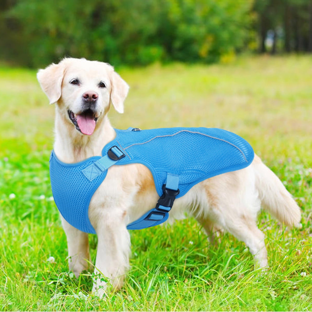 Kuoser Dog Cooling Vest, Breathable Mesh Ice Vest for Dogs, Cooling Jacket for Pet, Blue, extra large