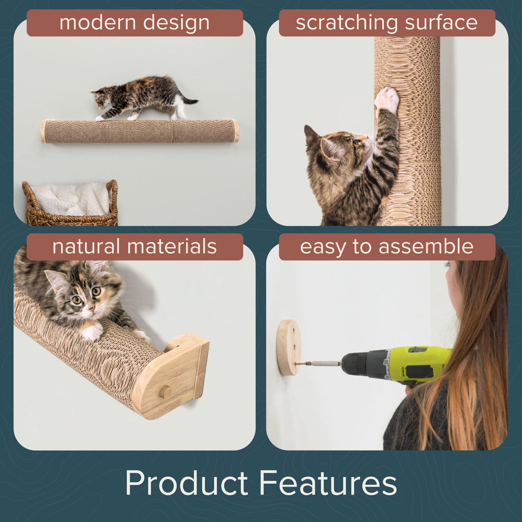 Ascentials by FurHaven Moonbeam Path Cat Scratcher (32”), Wall-Mounted Corrugated Cardboard Climber