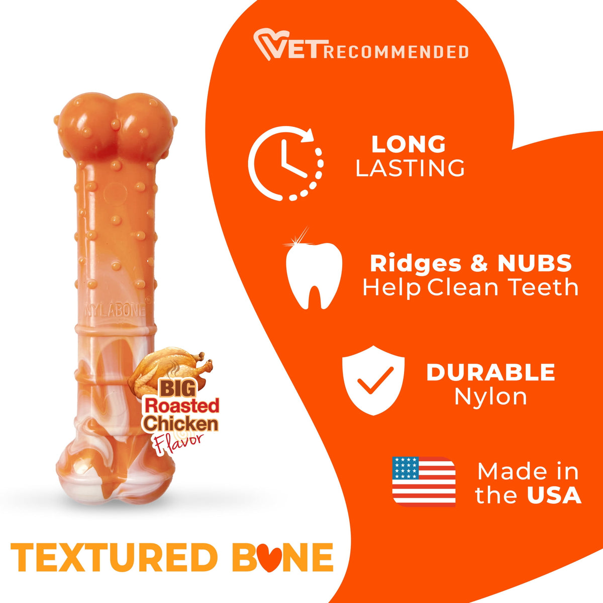Nylabone Power Chew 70th Birthday Textured Bone Dog Toy, Dog Chew Toy, Chicken Flavor, Medium, 1 Count