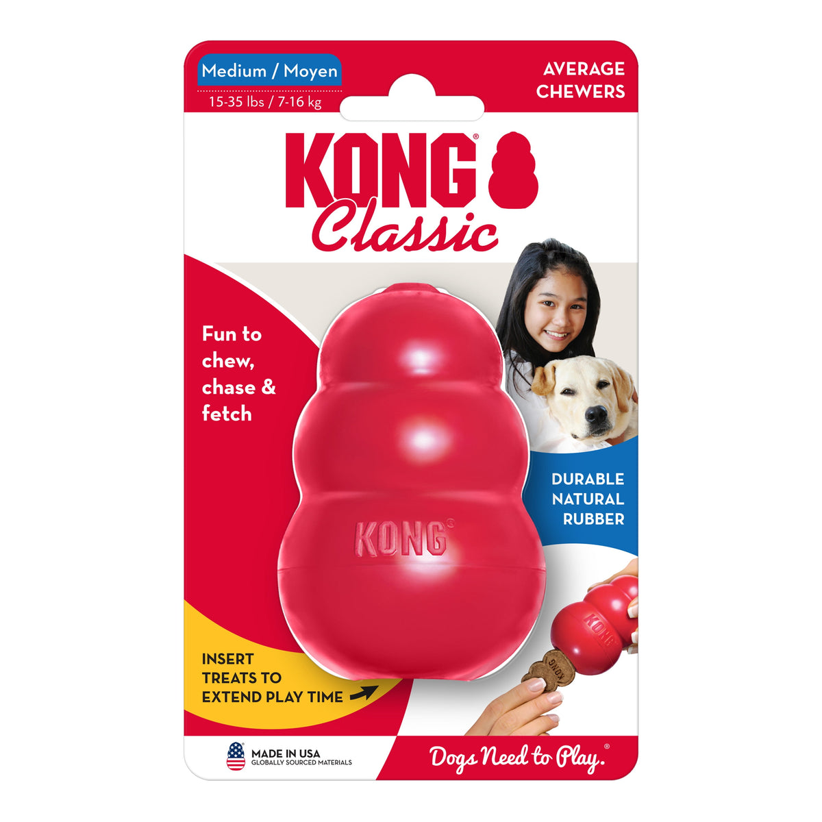 KONG® Classic Rubber Dog Toy for Average Chewers, Large, for Dogs Between 30-65 lbs