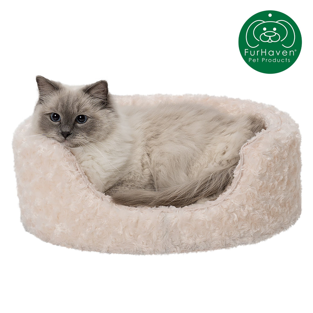 FurHaven Pet Products Ultra Plush Oval Pet Bed for Dogs & Cats - Gray, Small