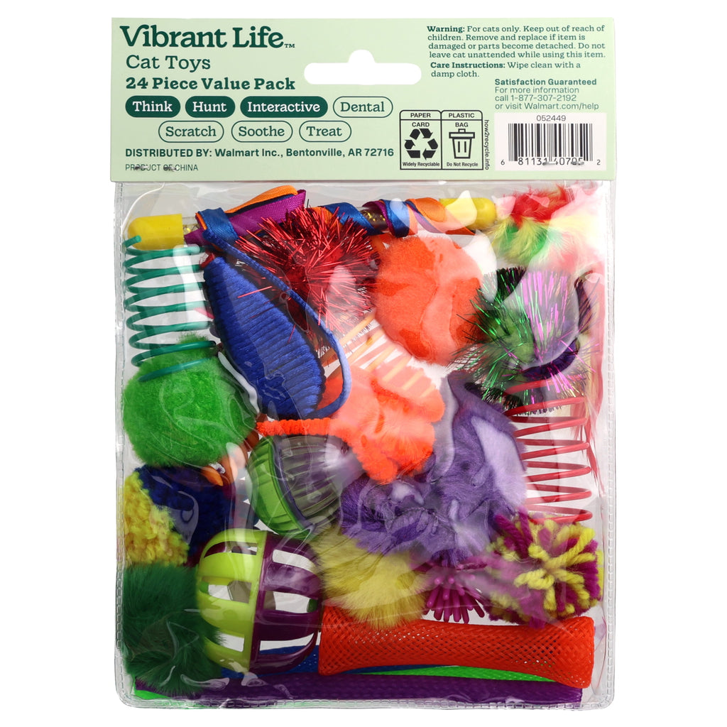 Vibrant Life Value Pack Cat Toys, 24 Pieces