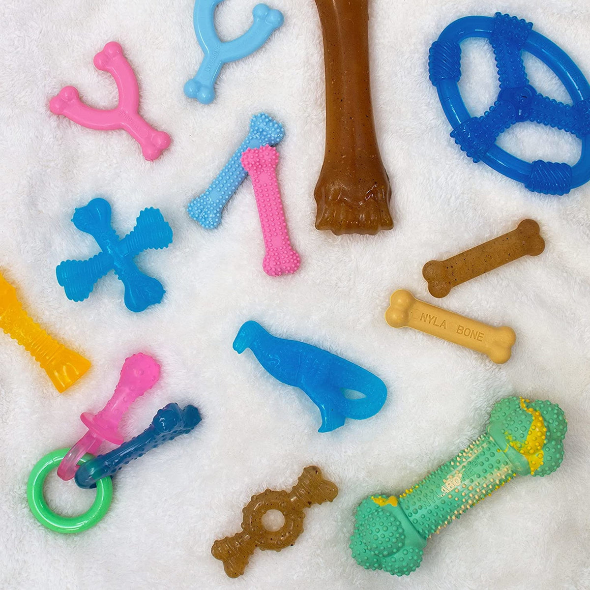 Nylabone Puppy Toys, Dog Teething Toys & Dog Treats, Variety Flavor, Small, 3 pack