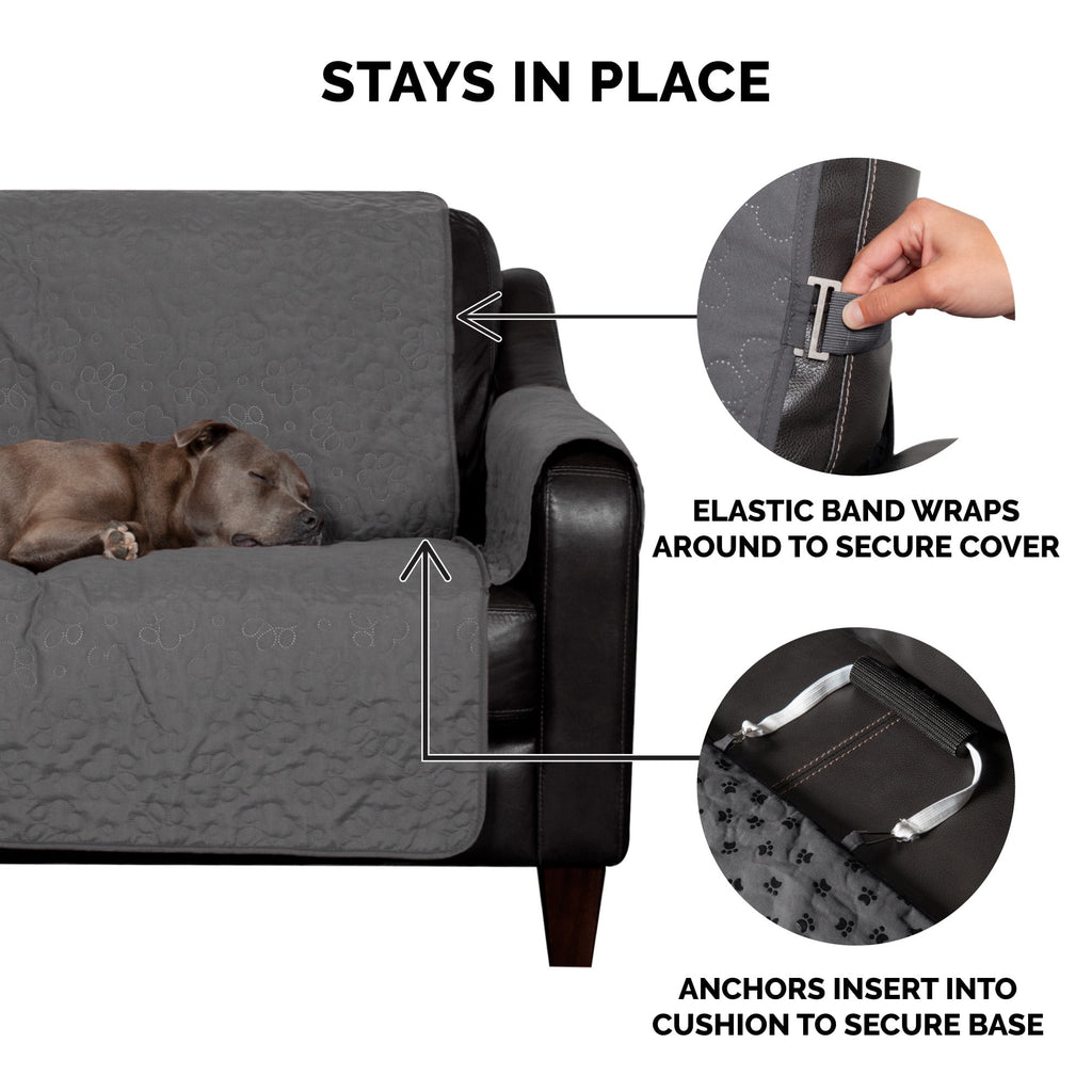 FurHaven Pawprint Non-Skid Sofa and Chair Furniture Protector for Dogs and Cats - Sofa, Dark Brown