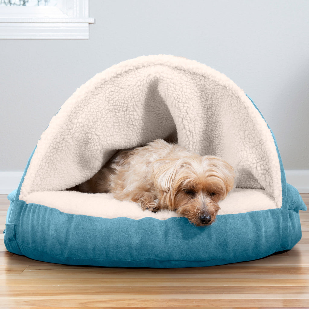 Furhaven 26" Round Orthopedic Dog Bed Sherpa & Suede Snuggery w/ Removable Washable Cover - Gray, 26-inch Faux Lambswool & Suede Gray 26 inch Snuggery (Orthopedic Foam)