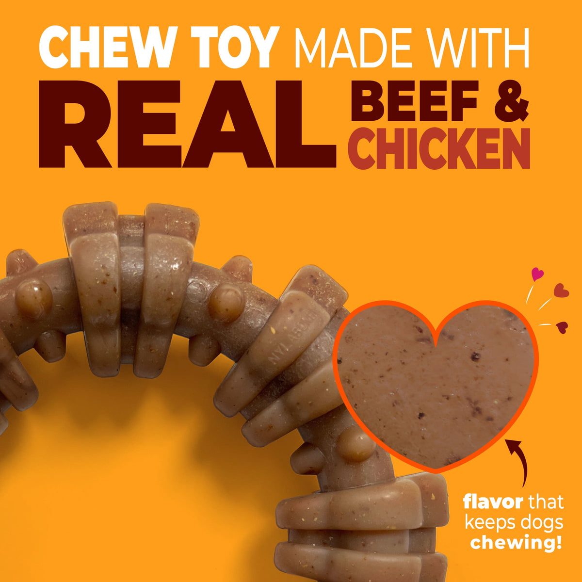 Nylabone Strong Chew Textured Ring Dog Toy, Dog Chew Toy Made with Real Beef & Chicken, X-Large