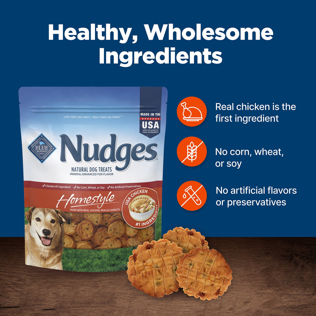 Blue Buffalo Nudges, Natural Dog Treats, Chicken Pot Pie Recipe, 28oz Bag
