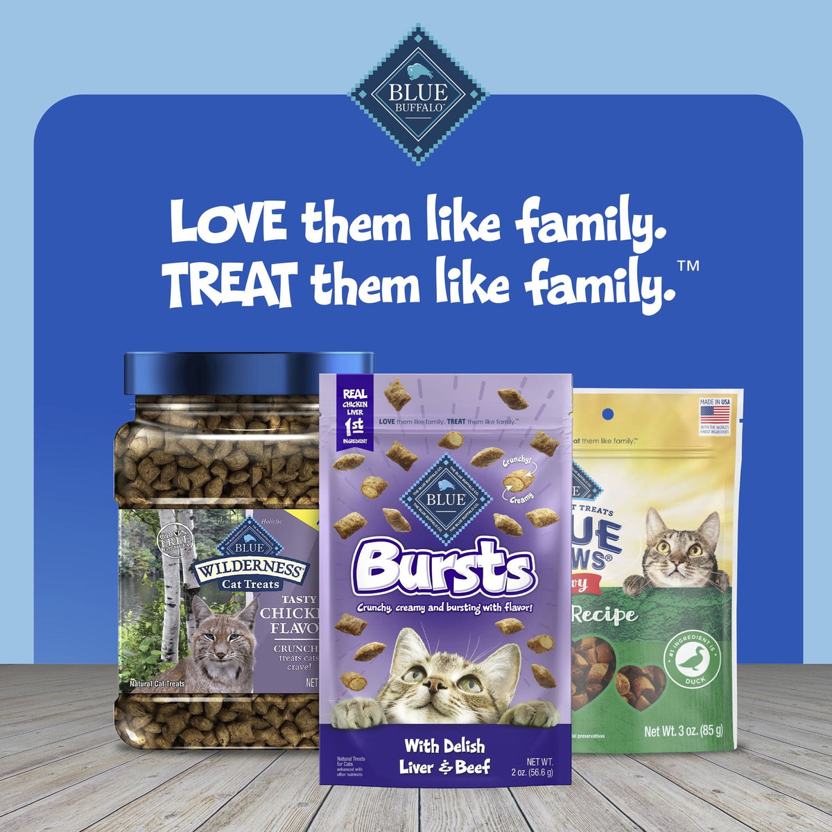 Blue Buffalo Bursts Crunchy & Creamy Cat Dry Treats, Great for Training, Liver & Beef, 5-oz. Bag