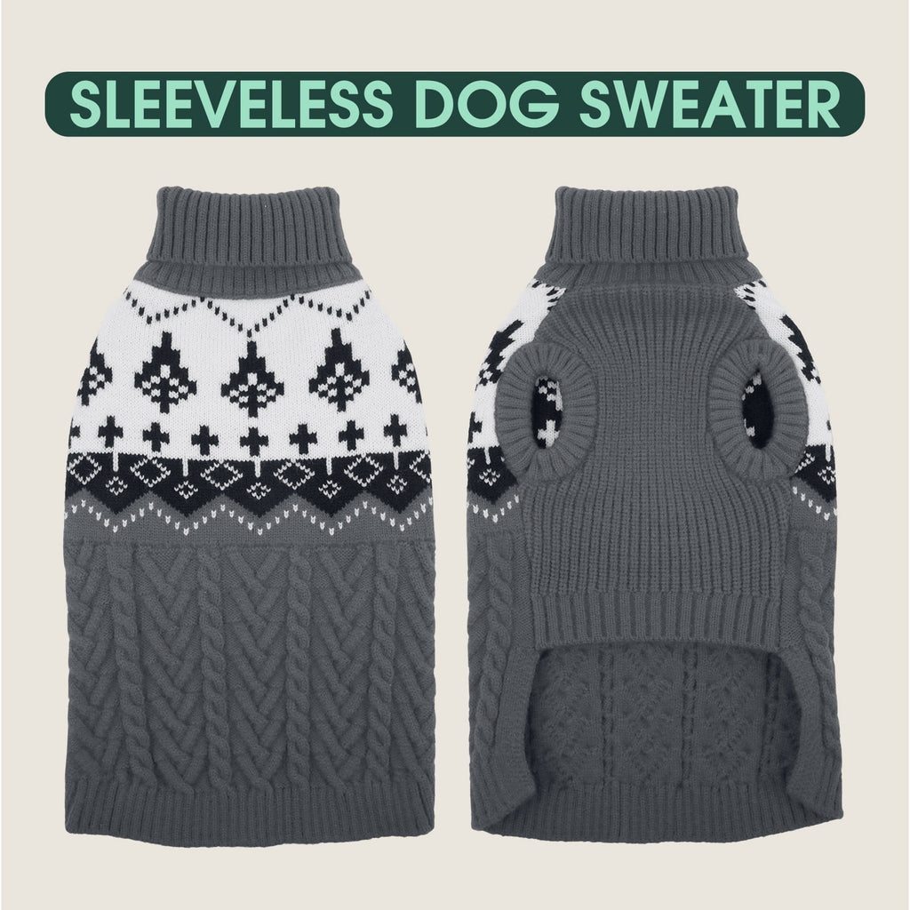 Kuoser Winter Dog Sweater, Sleeveless Doggy Clothes, Warm and Cozy Turtleneck Sweater for Dogs, Red, M