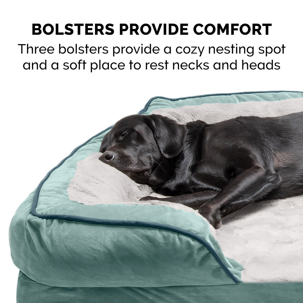 FurHaven Pet Products Velvet Waves Perfect Comfort Cooling Gel Top Sofa-Style Pet Bed for Dogs & Cats - Brownstone, Medium