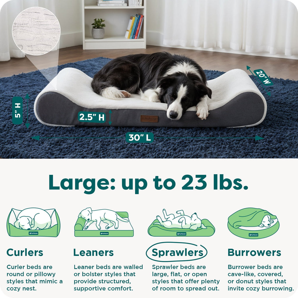 Furhaven Pet Products Luxe Lounger Large Orthopedic Contour Dog Bed, Gray, 38 lb limit