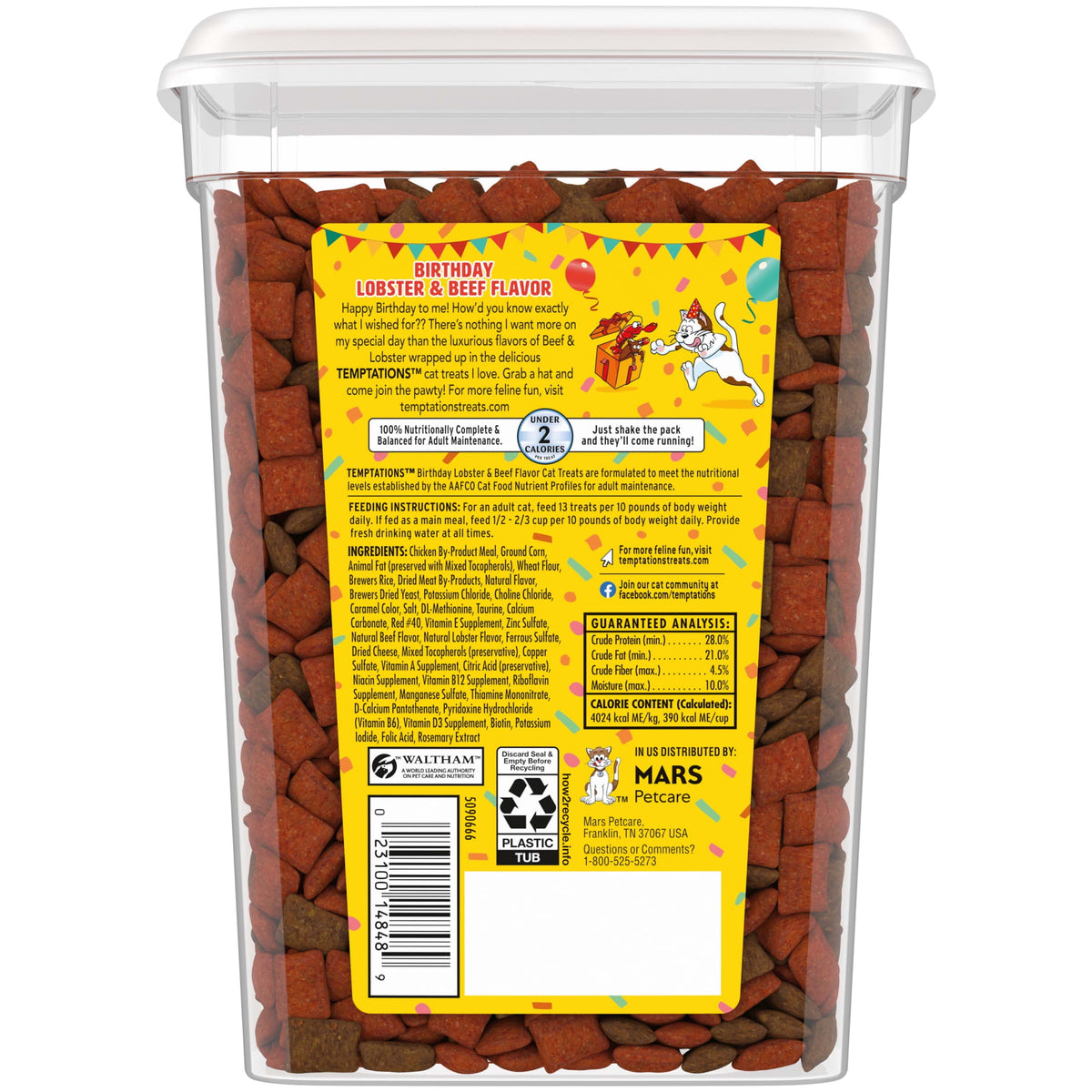 Temptations Birthday Cat Treats, Lobster and Beef, 16 oz. Tub