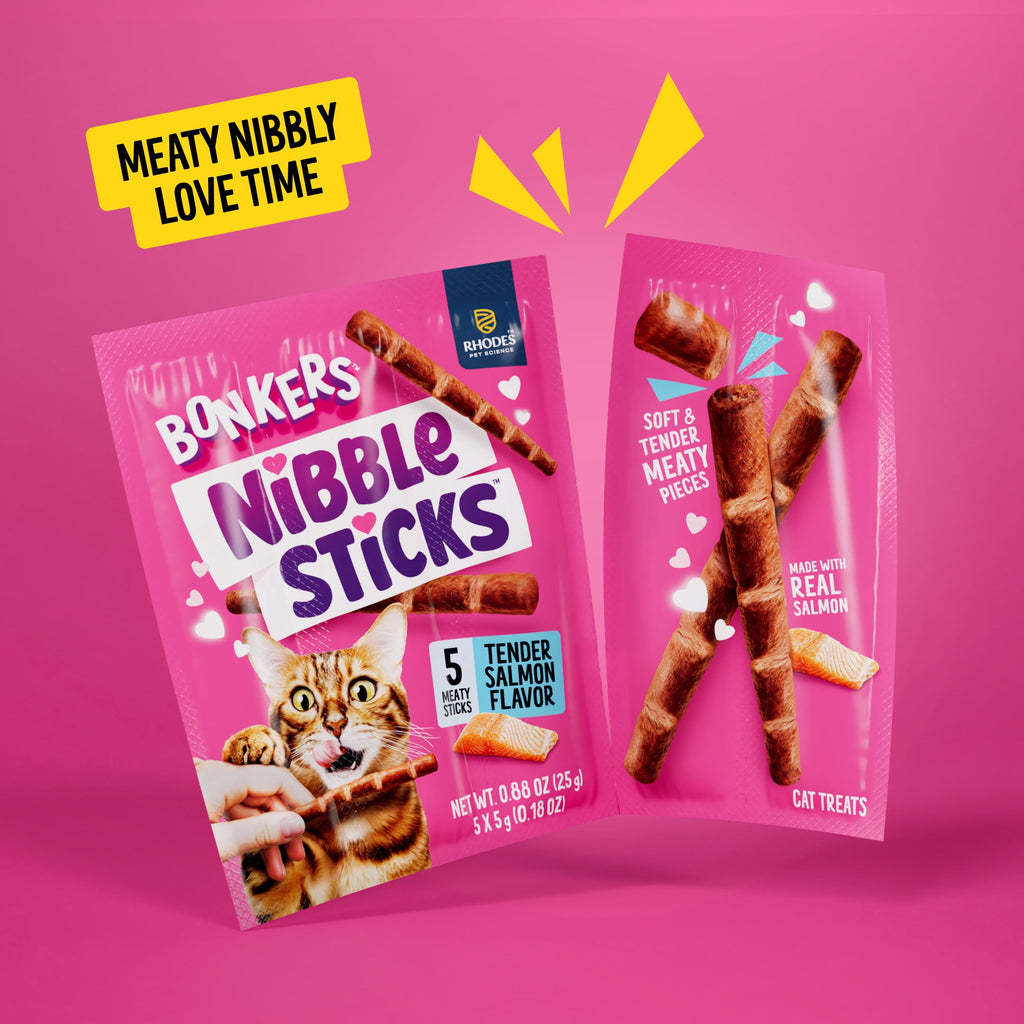 BONKERS Nibble Sticks Soft & Meaty Tender Chicken Flavor Cat Treats, 5 Sticks