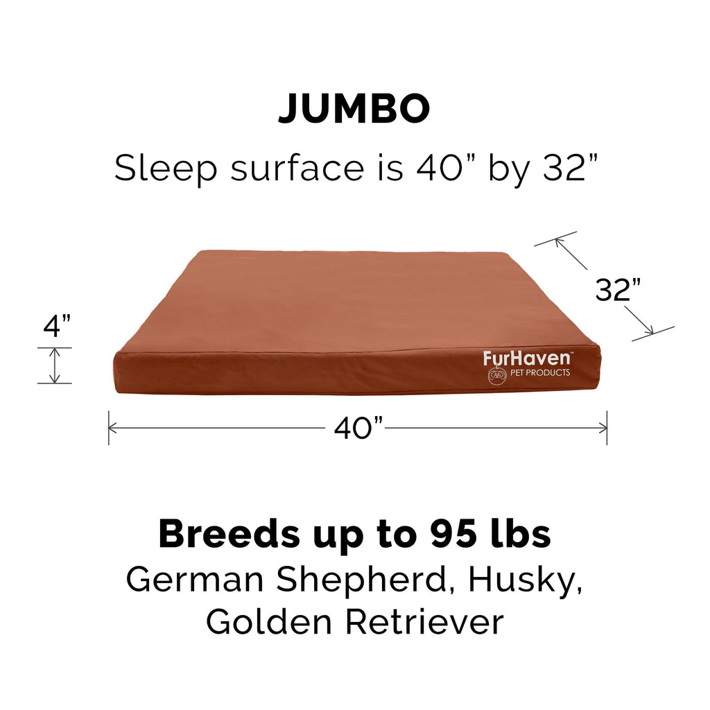 FurHaven Coated Oxford Indoor/Outdoor Deluxe Orthopedic Mattress Pet Bed, Stone Gray, Medium, 1 Count