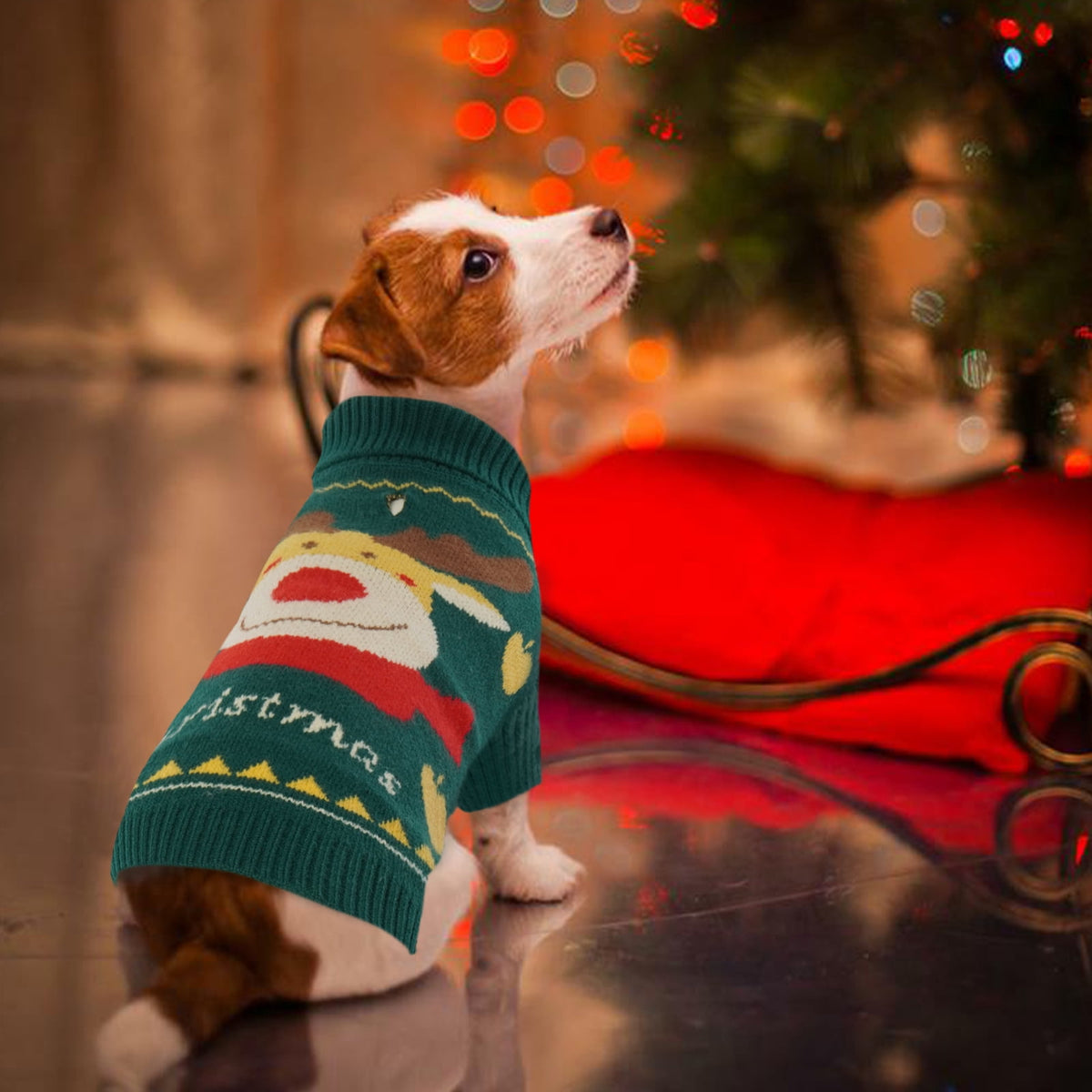 Kuoser Dog Cat Sweater Warm Pet Knitwear Christmas Clothes for Dogs, Red, XL