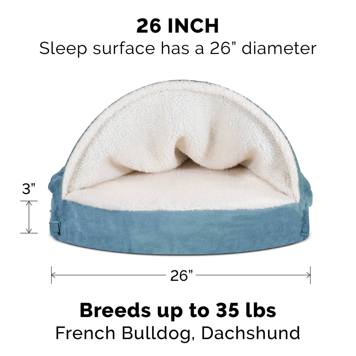 Furhaven 26" Round Orthopedic Dog Bed Sherpa & Suede Snuggery w/ Removable Washable Cover - Gray, 26-inch Faux Lambswool & Suede Gray 26 inch Snuggery (Orthopedic Foam)