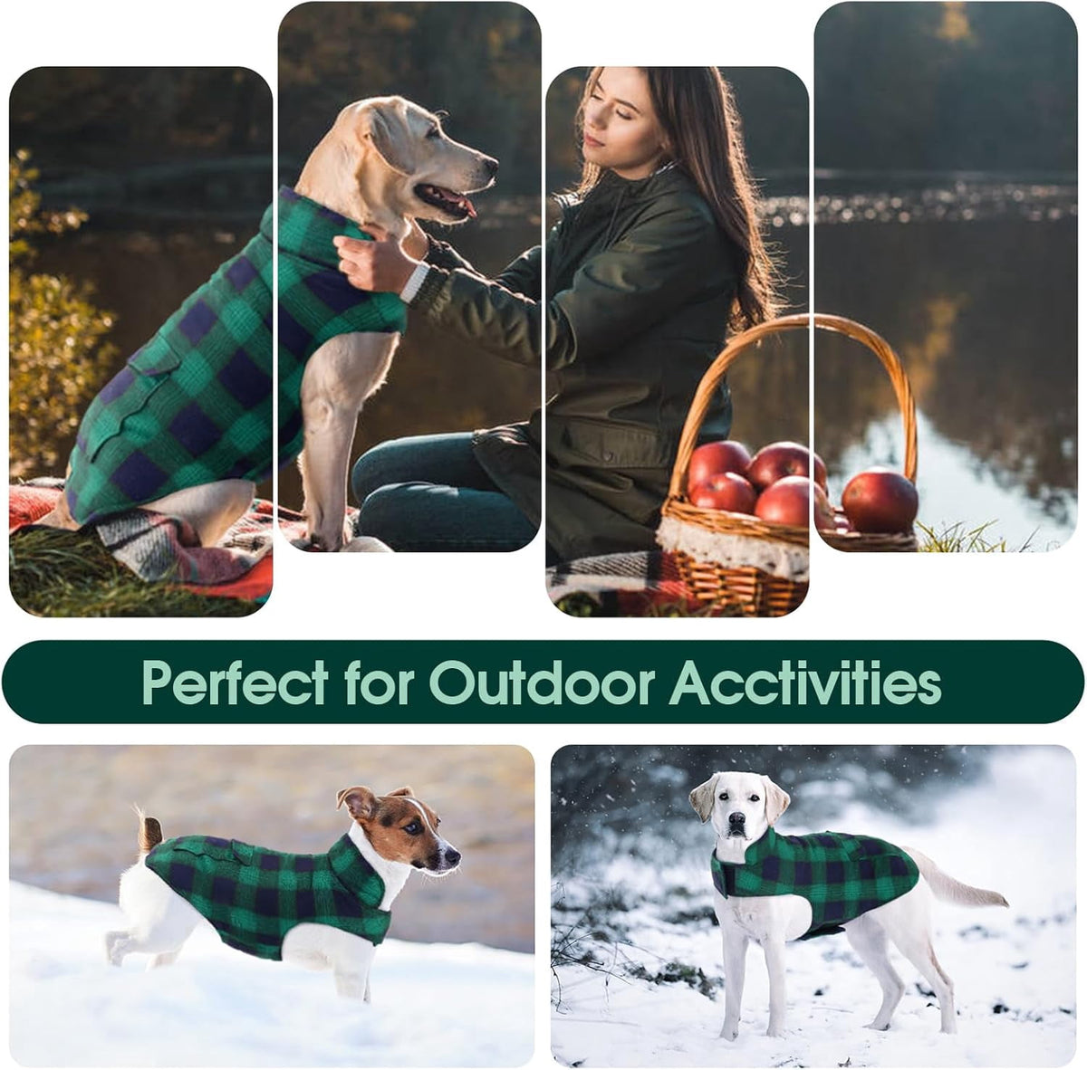 Kuoser Dog Winter Coat, Cozy Fleece Lining Dog Jacket Windproof Waterproof Pet Clothes with Pocket, Red, M