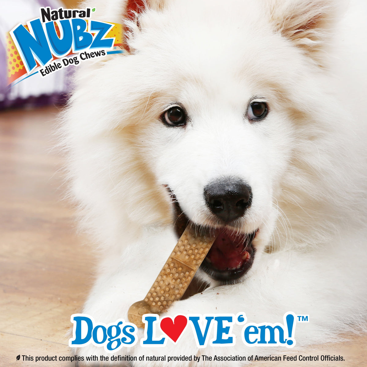 Nylabone Nubz Natural Dog Treats for Large Dogs, Peanut Butter Flavor Dog Bones, Large - 30+ lbs., 1.7 lb. Pouch, 15 Count