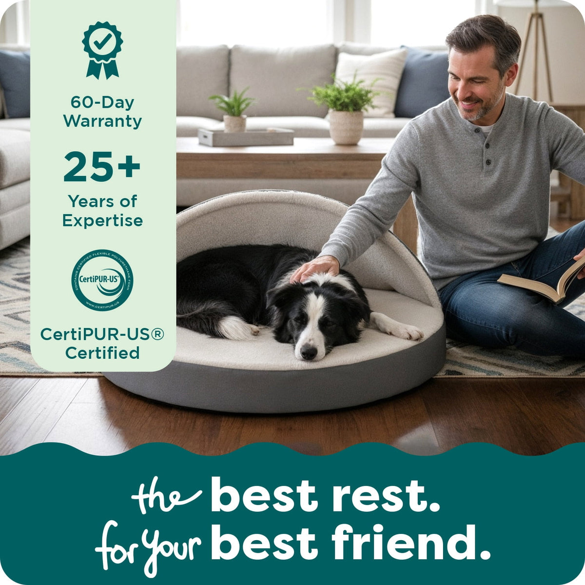 Furhaven 26" Round Orthopedic Dog Bed Sherpa & Suede Snuggery w/ Removable Washable Cover - Gray, 26-inch Faux Lambswool & Suede Gray 26 inch Snuggery (Orthopedic Foam)