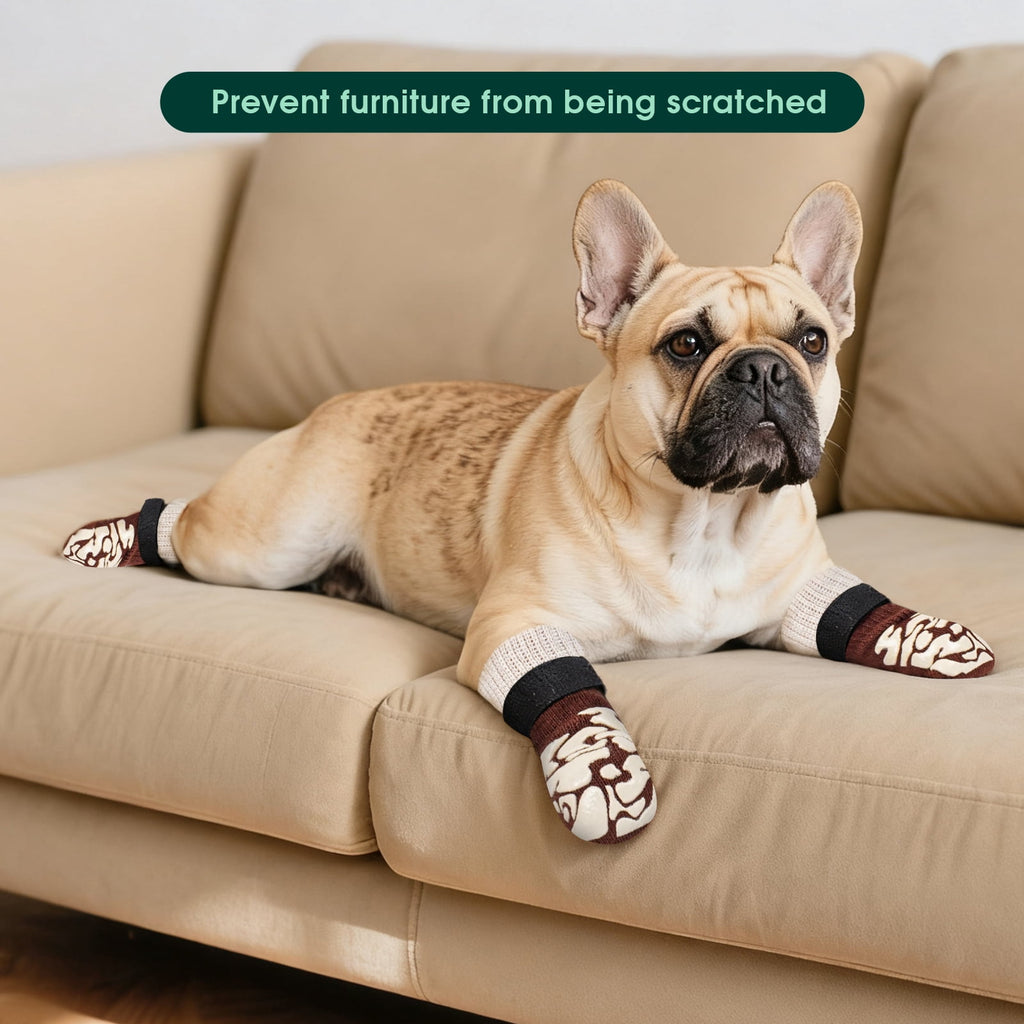 Kuoser Non-Slip Dog Socks for Hardwood Floors & Hot Pavement, Adjustable Pet Socks to Stop Licking and Slipping, Black, M