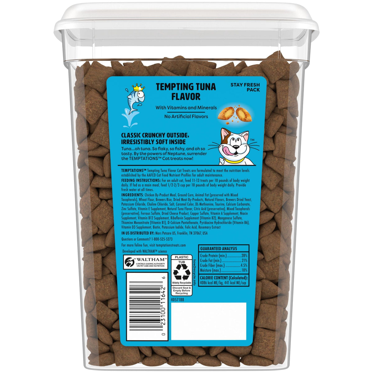 Temptations Tempting Tuna Flavor Crunchy Treats for Cats Value Size, 16 oz Tub