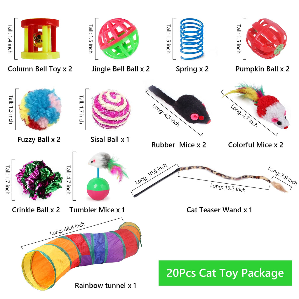 Semfri Cat Toys Tunnels Collapsible Pets Cat Jungle Tunnels Kitty Toys Balls