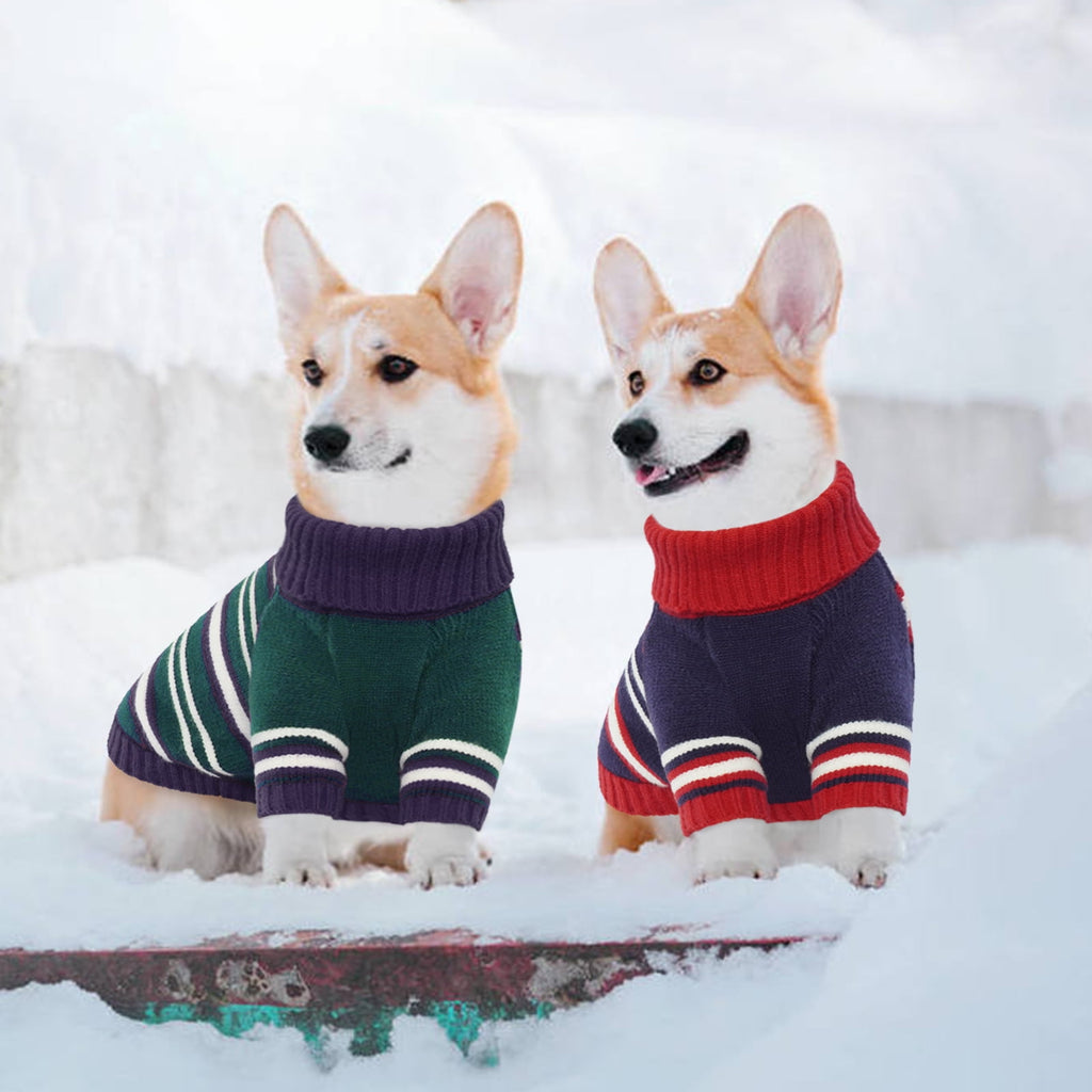 Kuoser Dog Cat Sweater Pet Warm Winter Clothes Knitwear for Dogs, Blue, M