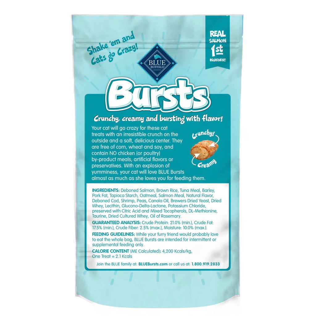 Blue Buffalo Bursts Crunchy & Creamy Cat Treats, Great for Training, Savory Seafood, 2-oz. Bag
