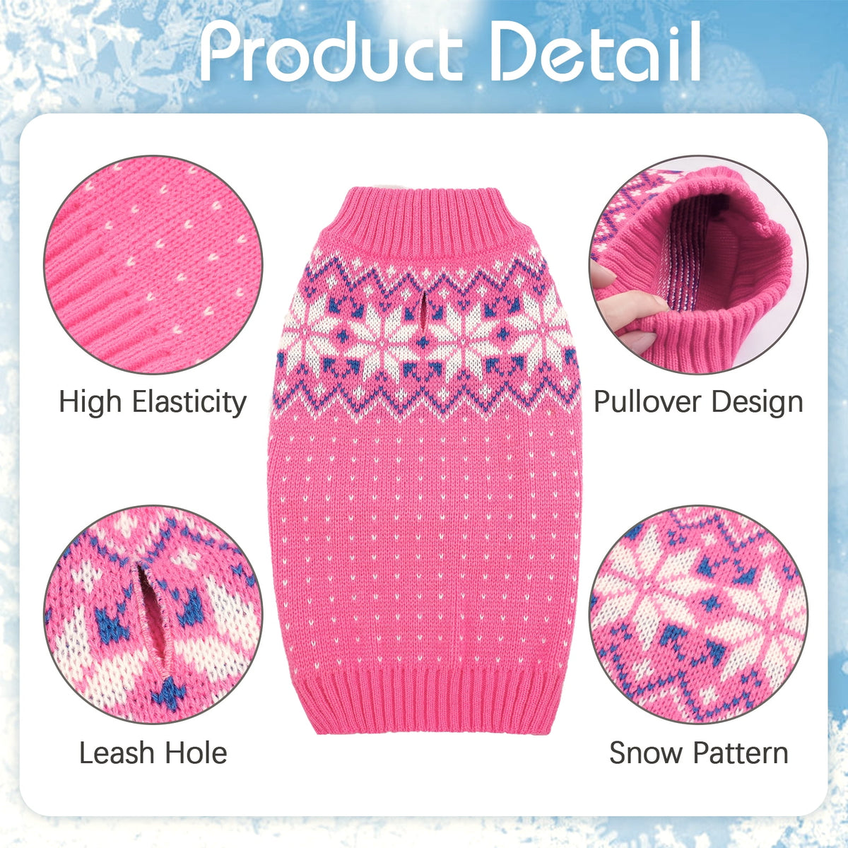 Kuoser Dog Cat Sweater, Holiday Christmas Snowflake Pet Warm Knitwear, Green, M