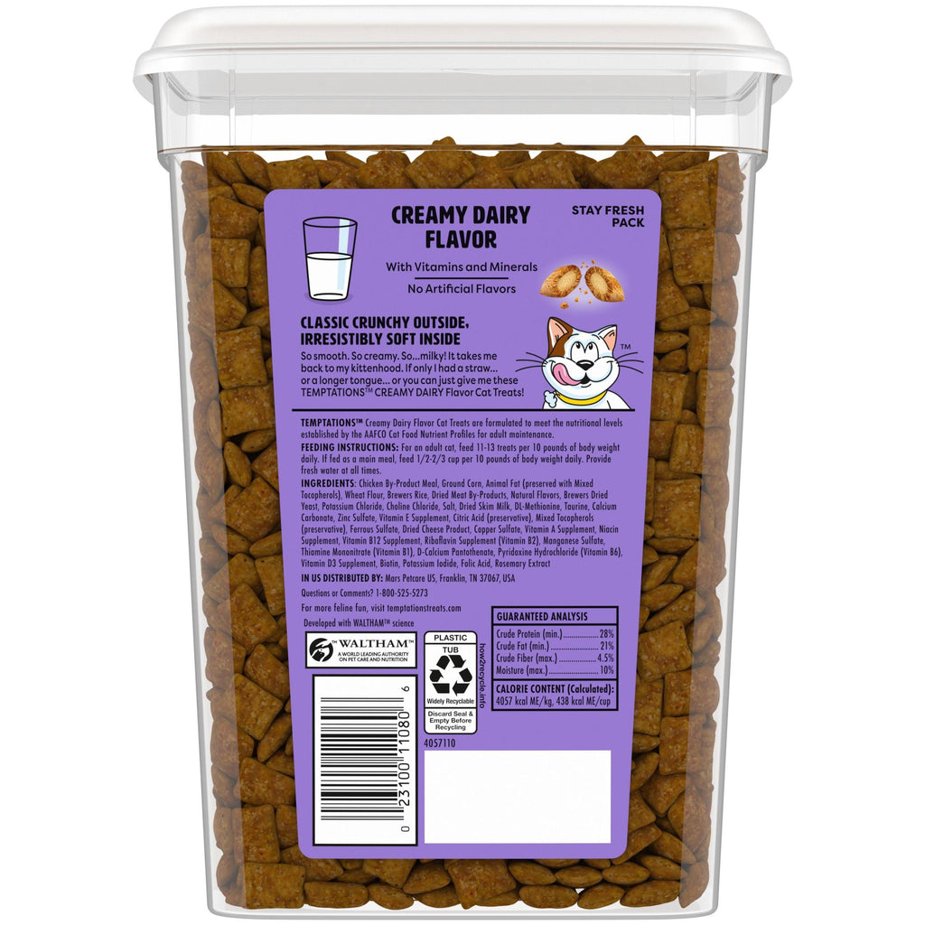 Temptations Classic Creamy Dairy Flavor Crunchy And Soft Treats For Cats, 16 Oz Tub