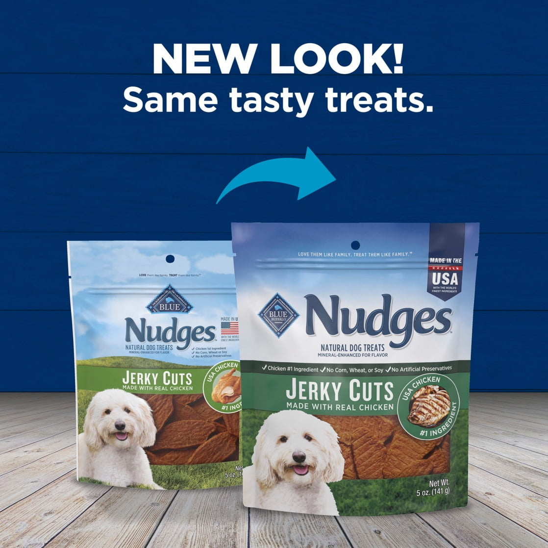 Blue Buffalo Nudges Jerky Cuts Dog Treats, Made in the USA with Natural Ingredients, Chicken, 5-oz. Bag