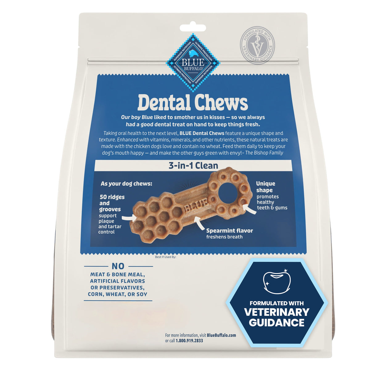 Blue Buffalo Dental Chews Small Natural Dog Treats, Chicken & Spearmint (56 Count)