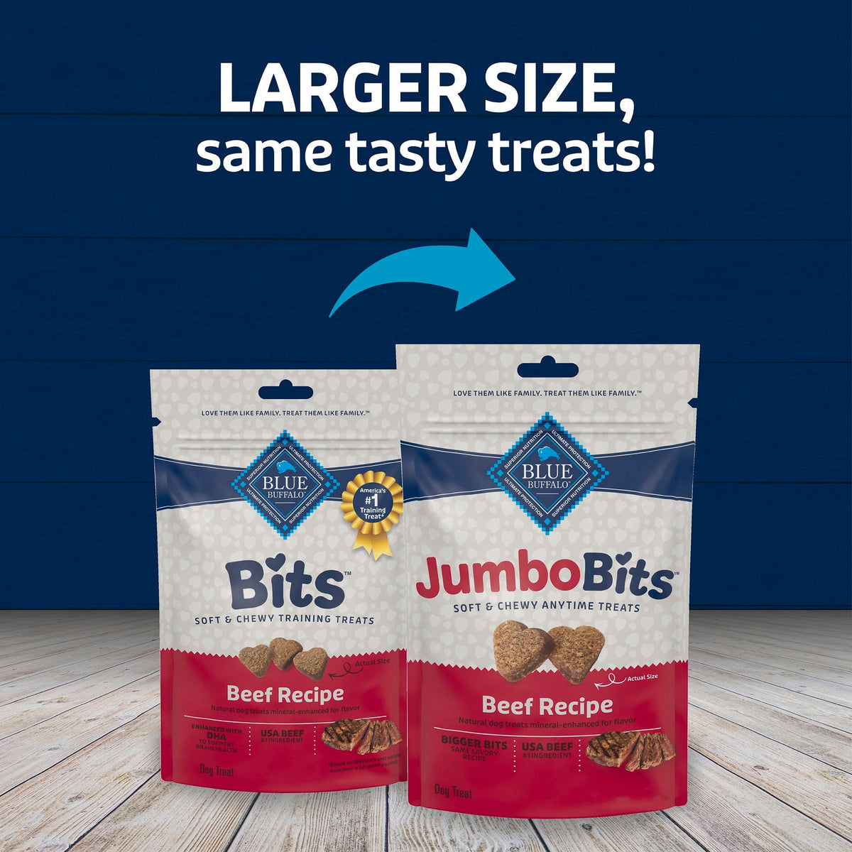 Blue Buffalo Jumbo Bits Beef Recipe, Soft & Chewy Natural Dog Treats, 11 oz. Bag