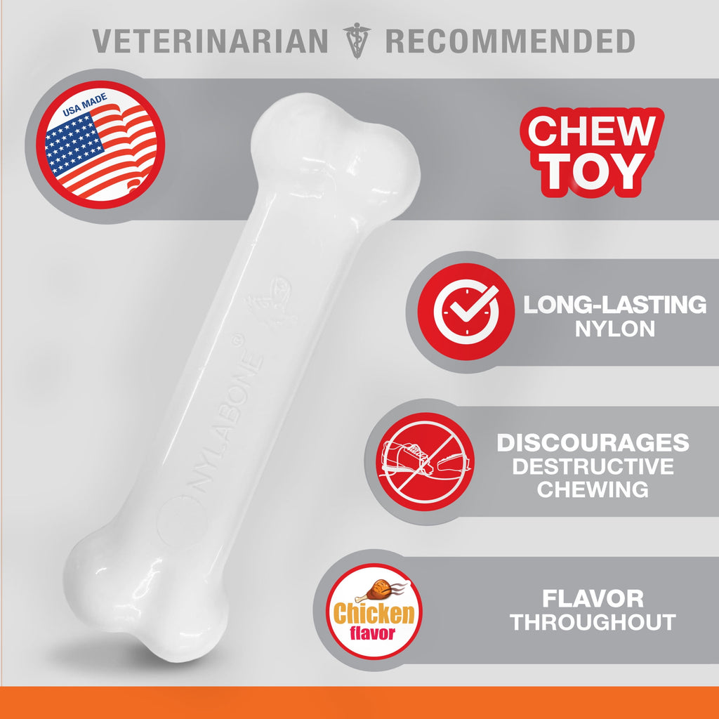 Nylabone Power Chew Original Bone Dog Toy, Dog Chew Toy, Chicken Flavor, X-Small, 1 Count