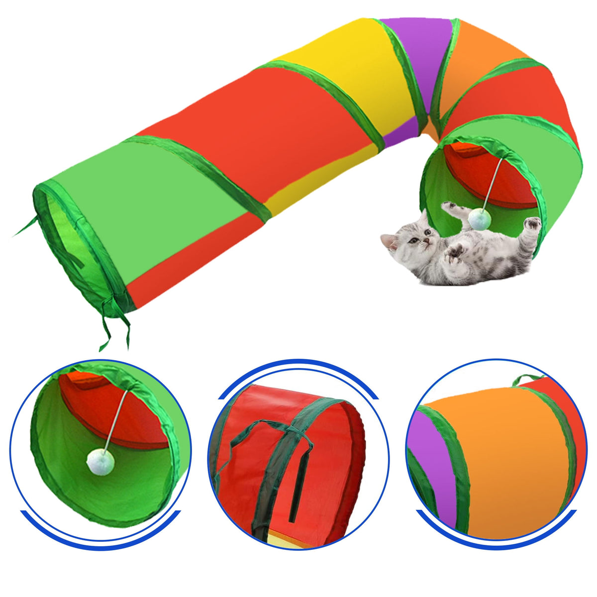 Semfri Cat Toys Tunnels Collapsible Pets Cat Jungle Tunnels Kitty Toys Balls