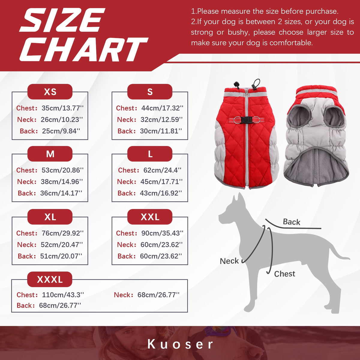 Kuoser Dog Winter Coat, Waterproof Windproof Fleece Padded Jacket with Reflective Trim and Leash Ring for Small Dogs, Purple, S