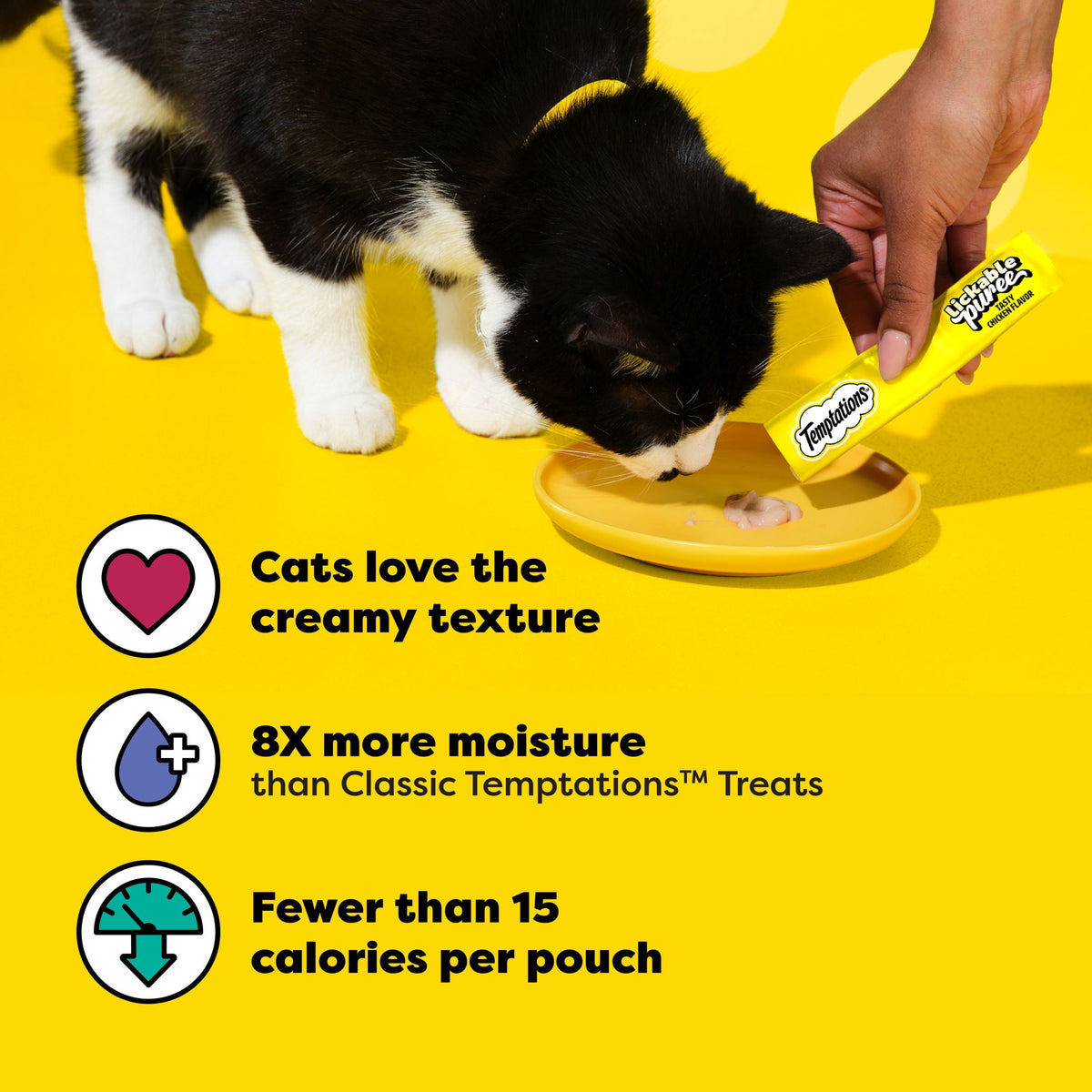 Temptations Creamy Puree With Chicken Squeezable Lickable Wet Treats For Cats, 0.42 Oz (16 Pack)