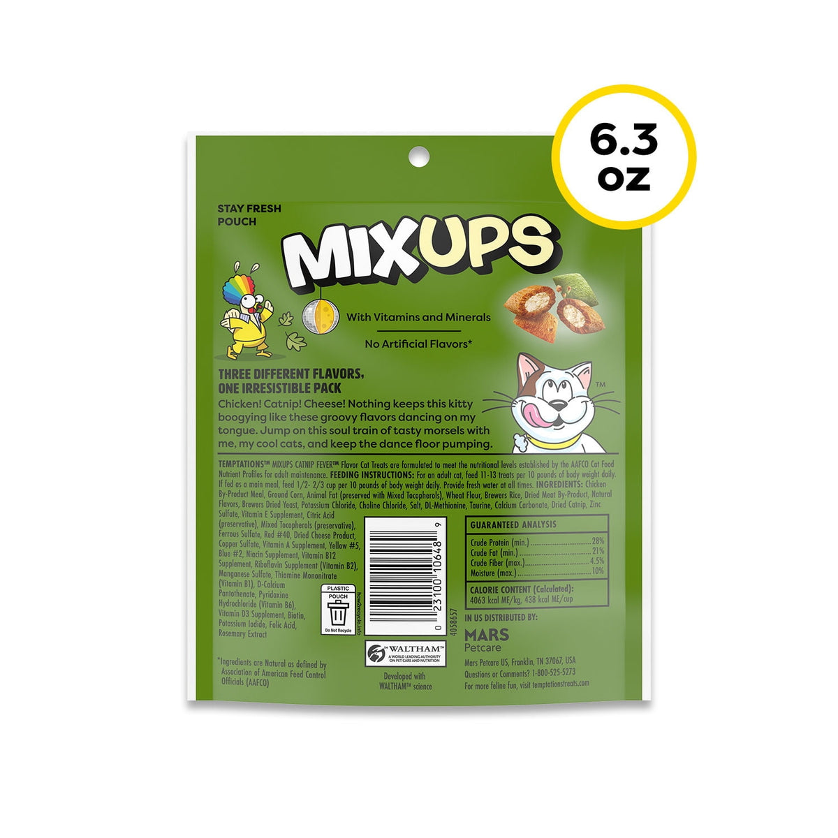 Temptations Mixups Catnip Fever Flavor Crunchy And Soft Treats For Cats, 6.3 Oz Pouch
