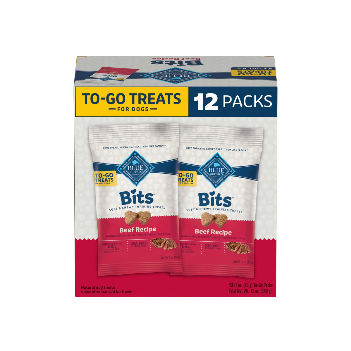 Blue Buffalo Bits Soft Dog Treats for Training, Made With Natural Ingredients & Enhanced with DHA, Beef Recipe, 19-oz Bag