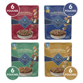 Blue Buffalo Delectables Natural Wet Dog Food Topper Variety Pack, 3-oz (24 Pack- 6 of Each Flavor)