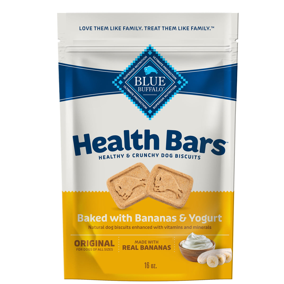 Blue Buffalo Health Bars Crunchy Dog Biscuits, Natural Dog Treats, Bananas & Yogurt 16 oz.